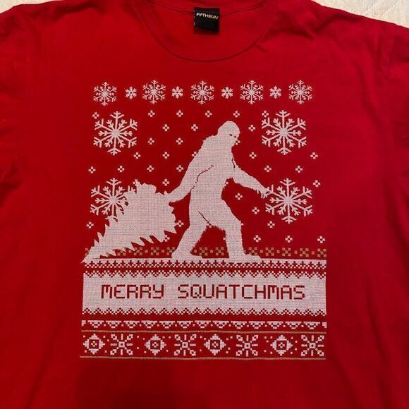 Merry Squatchmas Red T shirt Large‎ - Picture 2 of 4